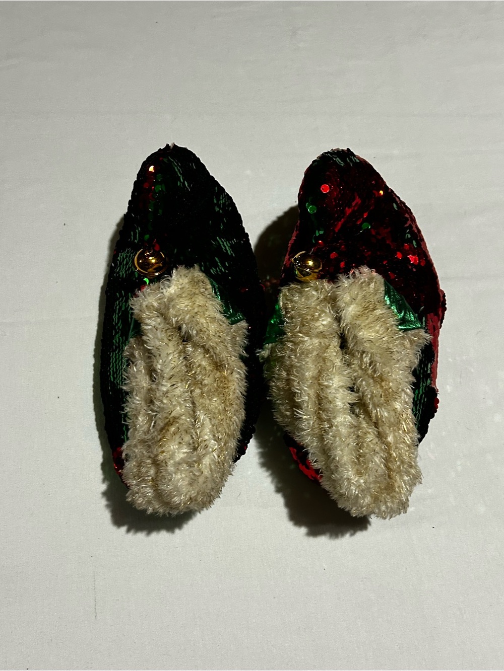 Kids Sequin Holiday Slippers - Red and Green